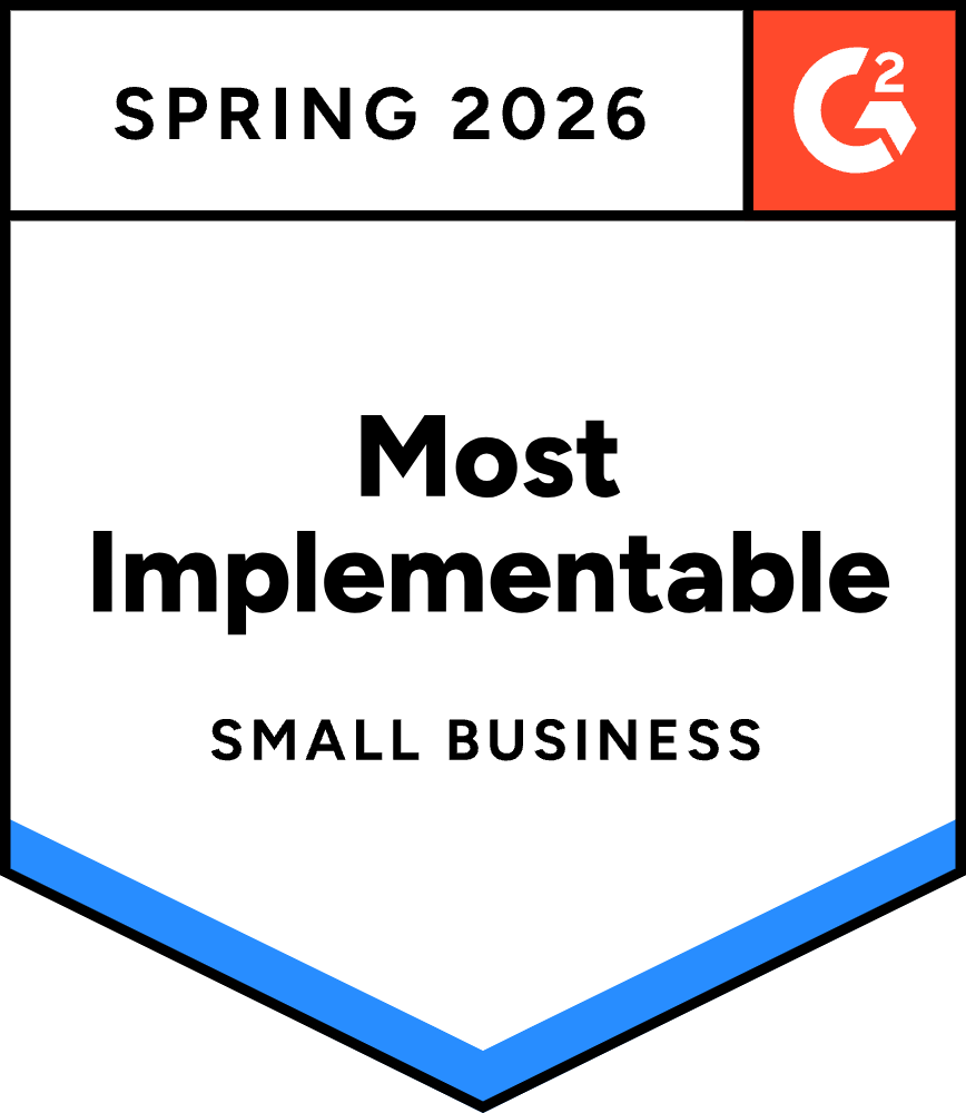 Most Implementable Small-Business G2 Award Badge