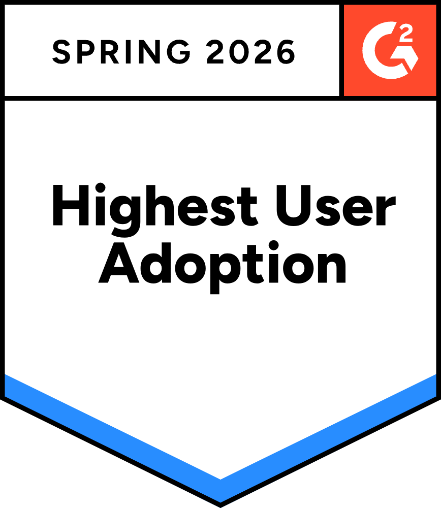 Highest User Adoption G2 Award Badge